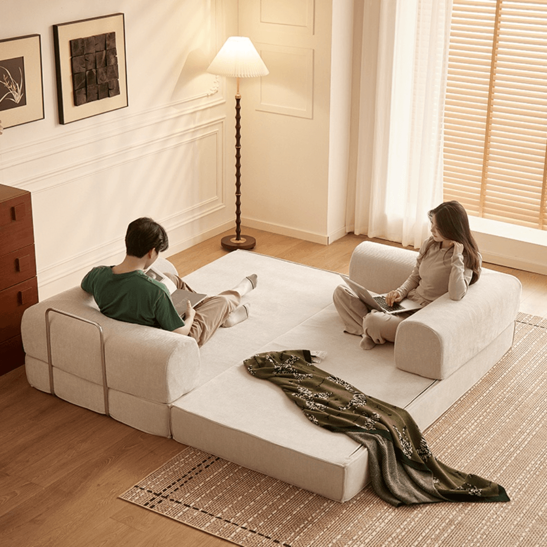 Elegant soft velvet 3-seater sofa bed with modern design and easy maintenance