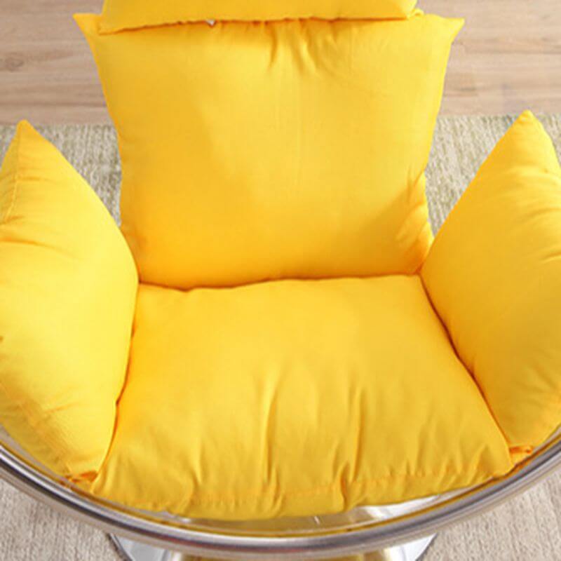 Blue and ruby transparent porch swing with alloy stand, cushions, and chain