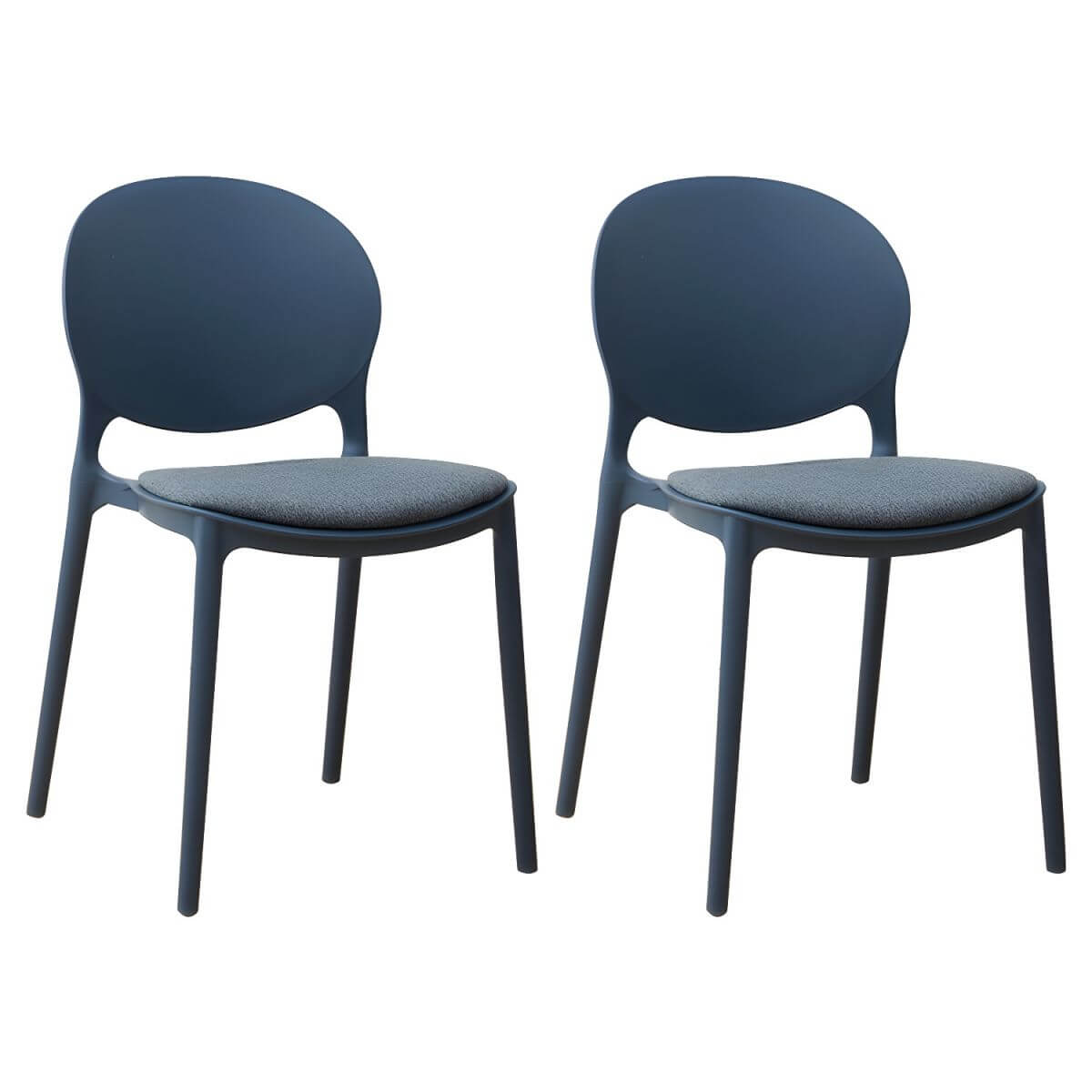 Scandinavian plastic dining chair with open back and four legs, ideal for home use