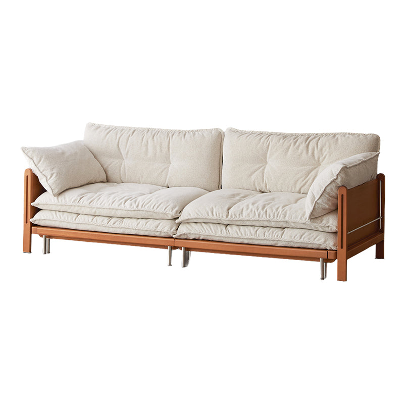 Modern Three-Seater Upholstered Sleeper Sofa with Retractable Solid Wood Frame