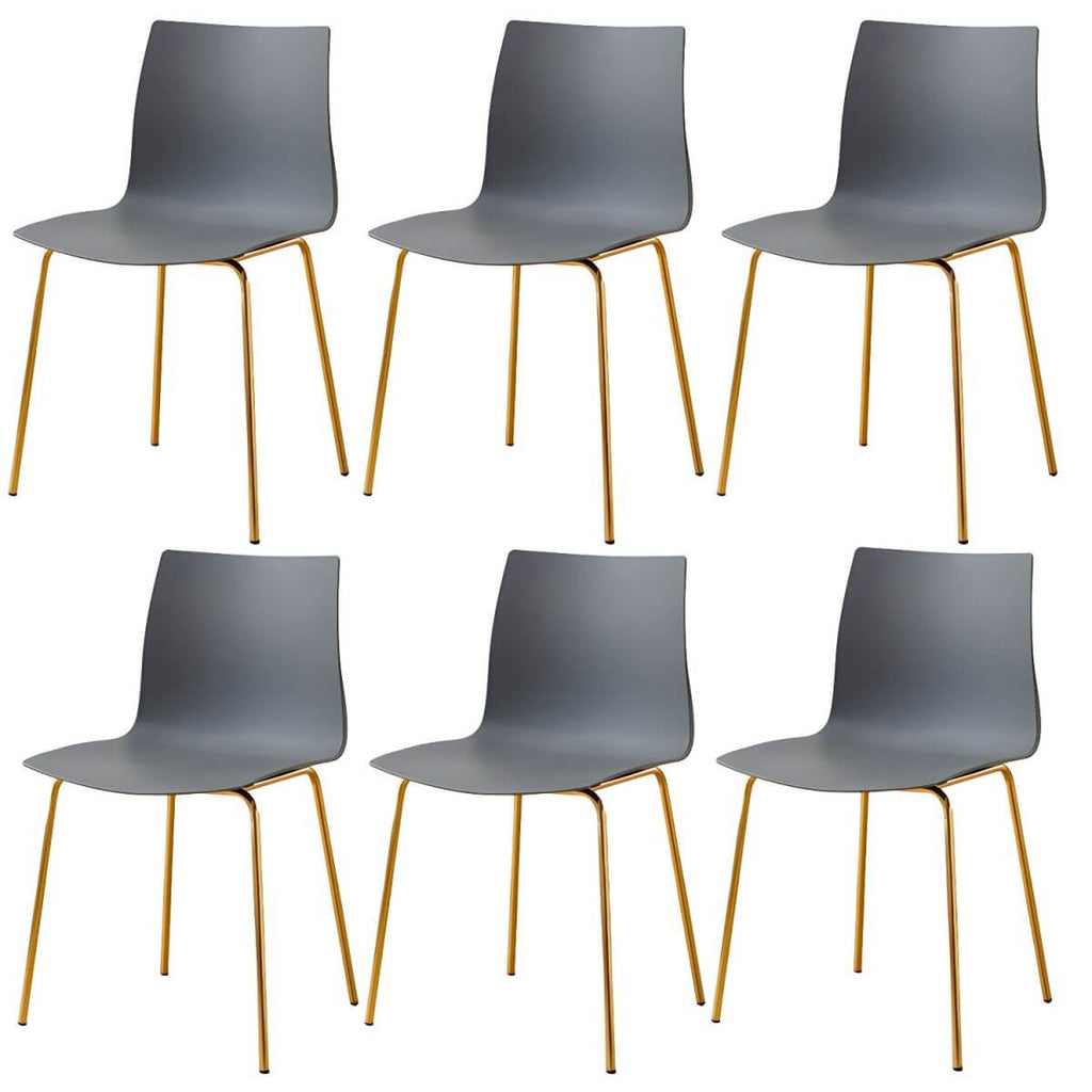 Modern plastic and acrylic side chair with metal legs, ideal for kitchen and dining rooms