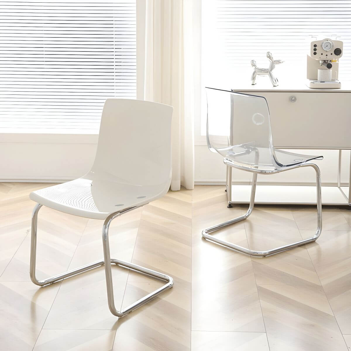 Scandinavian style plastic and acrylic non-upholstered side dining chair