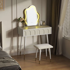 White Black 31.5in. Two Drawer Dresser with Mirror with Chair