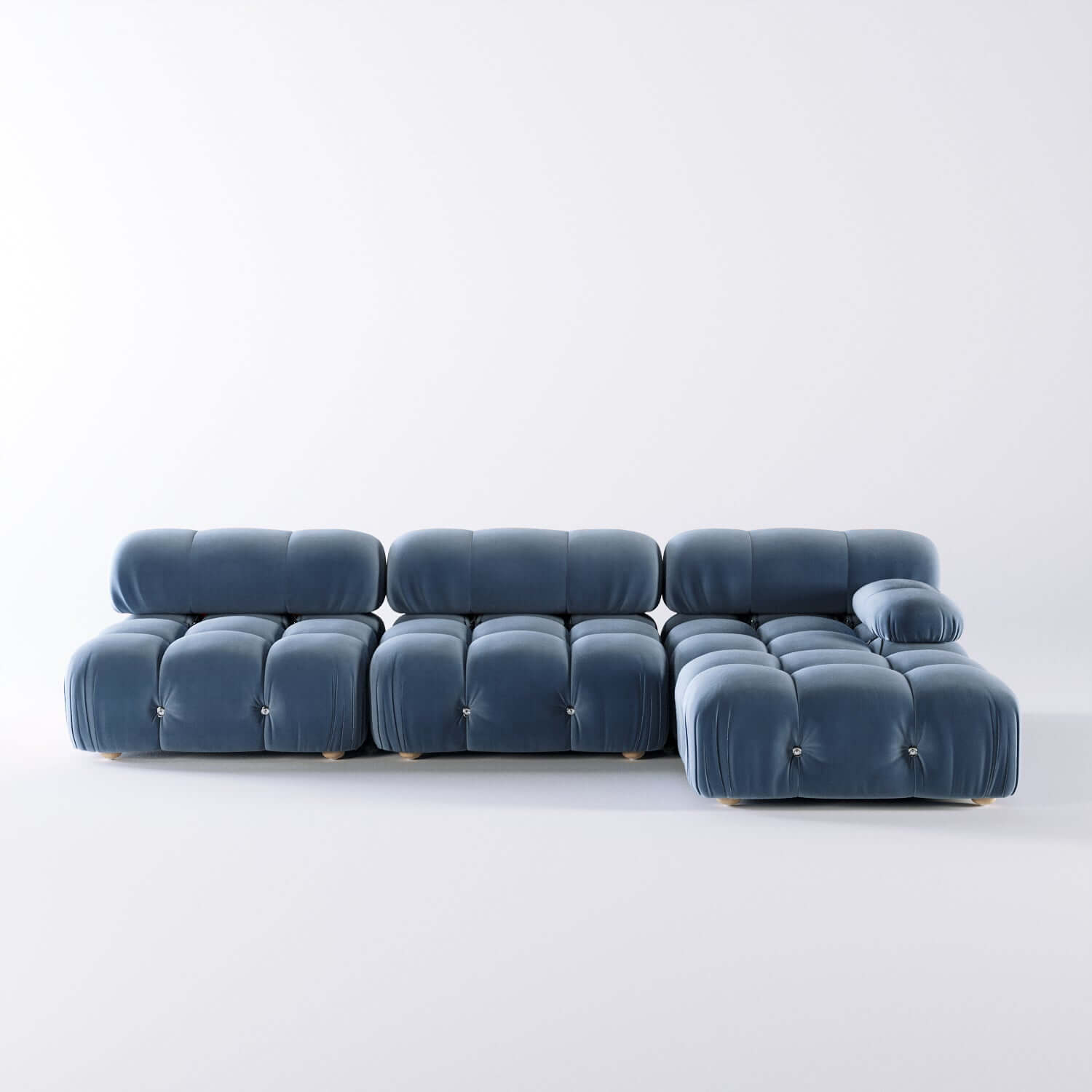 Velvet 3-seater sofa with left or right hand facing chaise, perfect for stylish living rooms