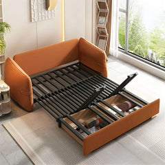 Modern Orange Polyester Blend Sleeper Sofa with Scratch-Resistant Function and Detachable Mattress Futons