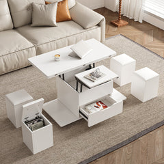 Modern Black Lift Top Coffee Table 4 in 1 with Storage Ottoman Foldable and Casters