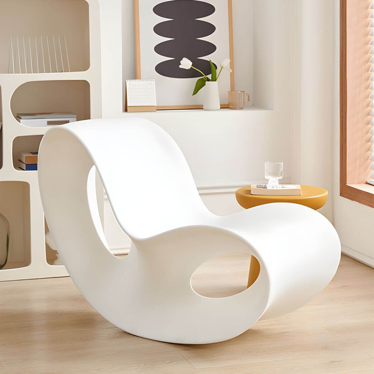 Acrylic contemporary indoor rocking chair without armrest in solid color