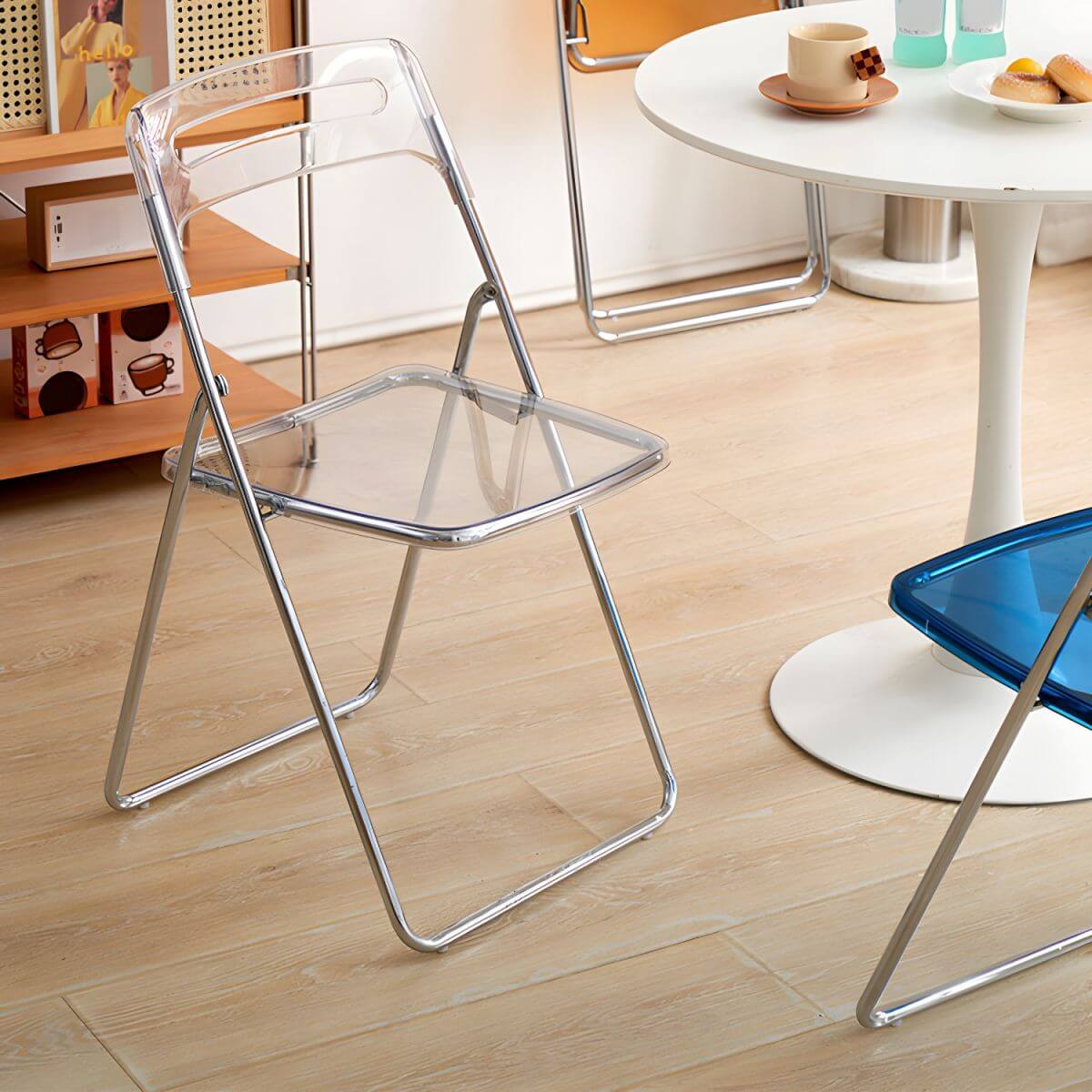 Collapsible Open Back Side Chair with Plastic & Acrylic Material - Modern Kitchen & Dining Dining Chairs Secondary image