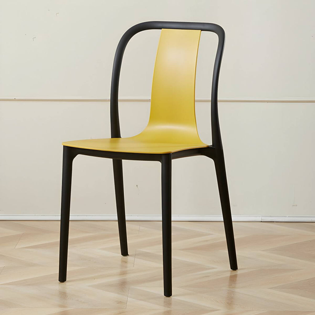 Low-back plastic and acrylic side chair with modern style for kitchen and dining areas