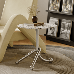 Chic 45cm Terrazzo Accent Table - Unique Three-Leg Design for Stability and Style