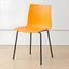 Modern plastic and acrylic side chair with metal legs, ideal for kitchen and dining rooms