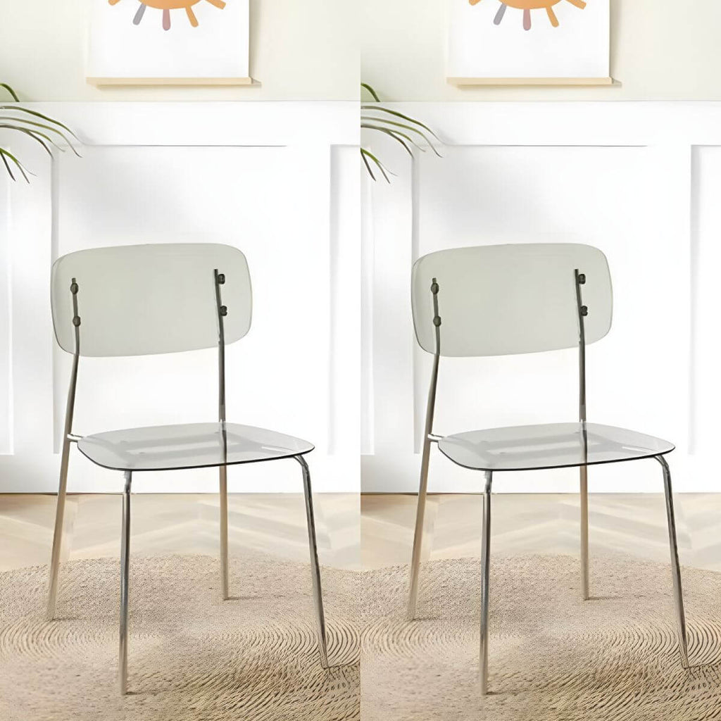 Transparent acrylic dining chair with modern design, perfect for living room and kitchen seating