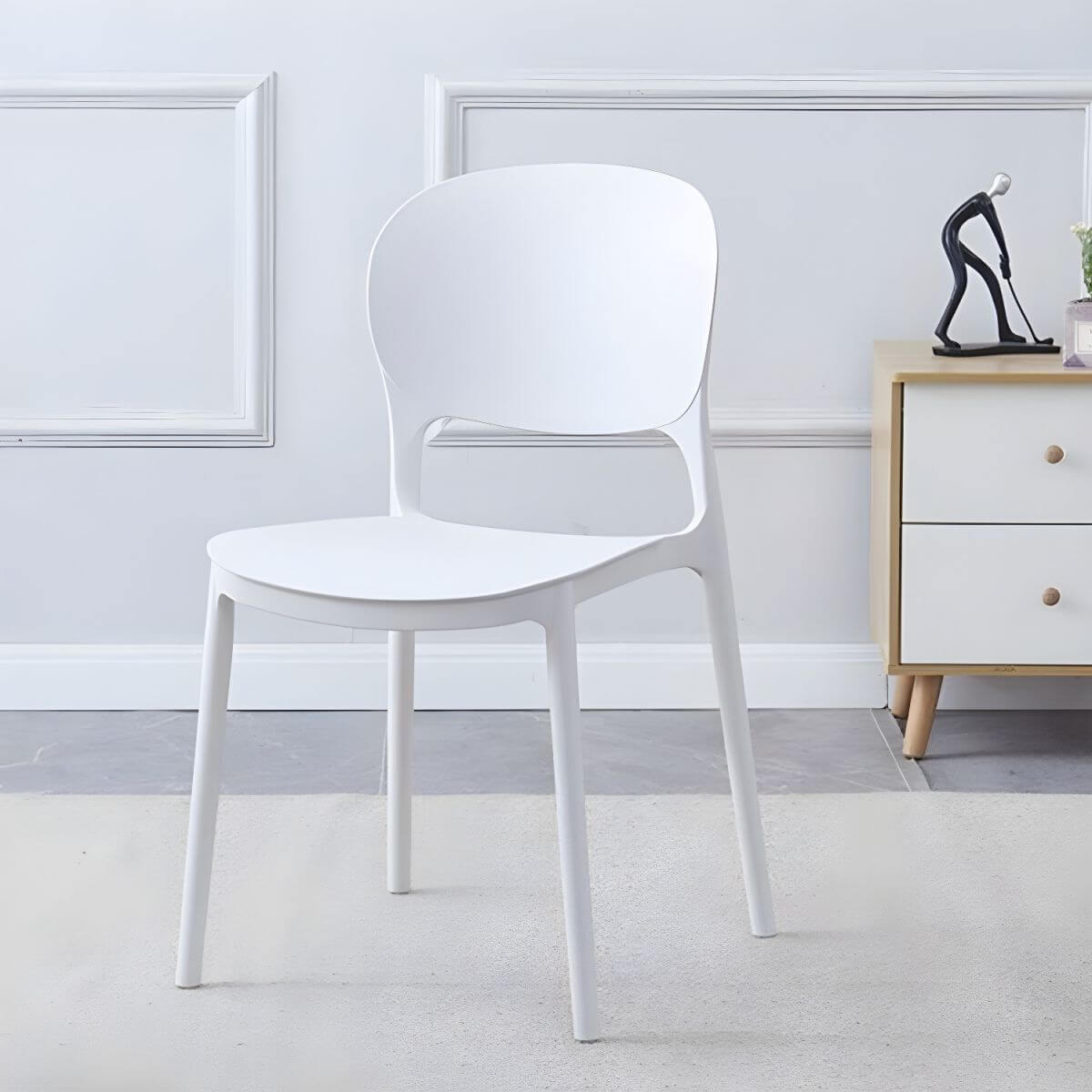 Scandinavian style stackable plastic and acrylic dining side chair for kitchen and dining