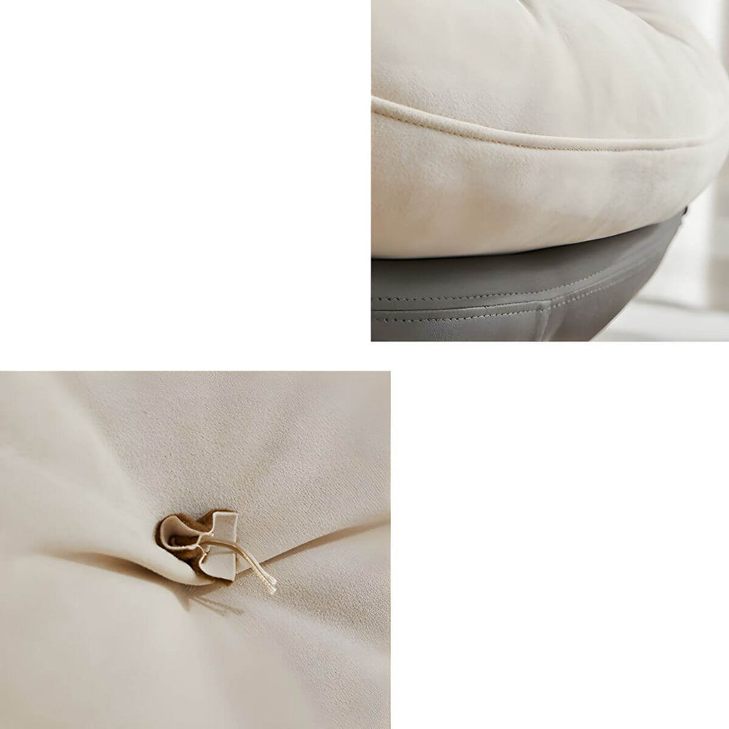 Button-tufted upholstered wooden rocking accent chair with black legs