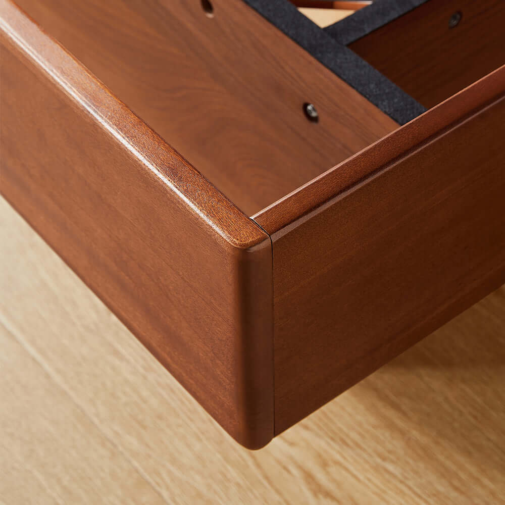 Solid wood vintage floating storage bed with large under-bed drawers for extra space