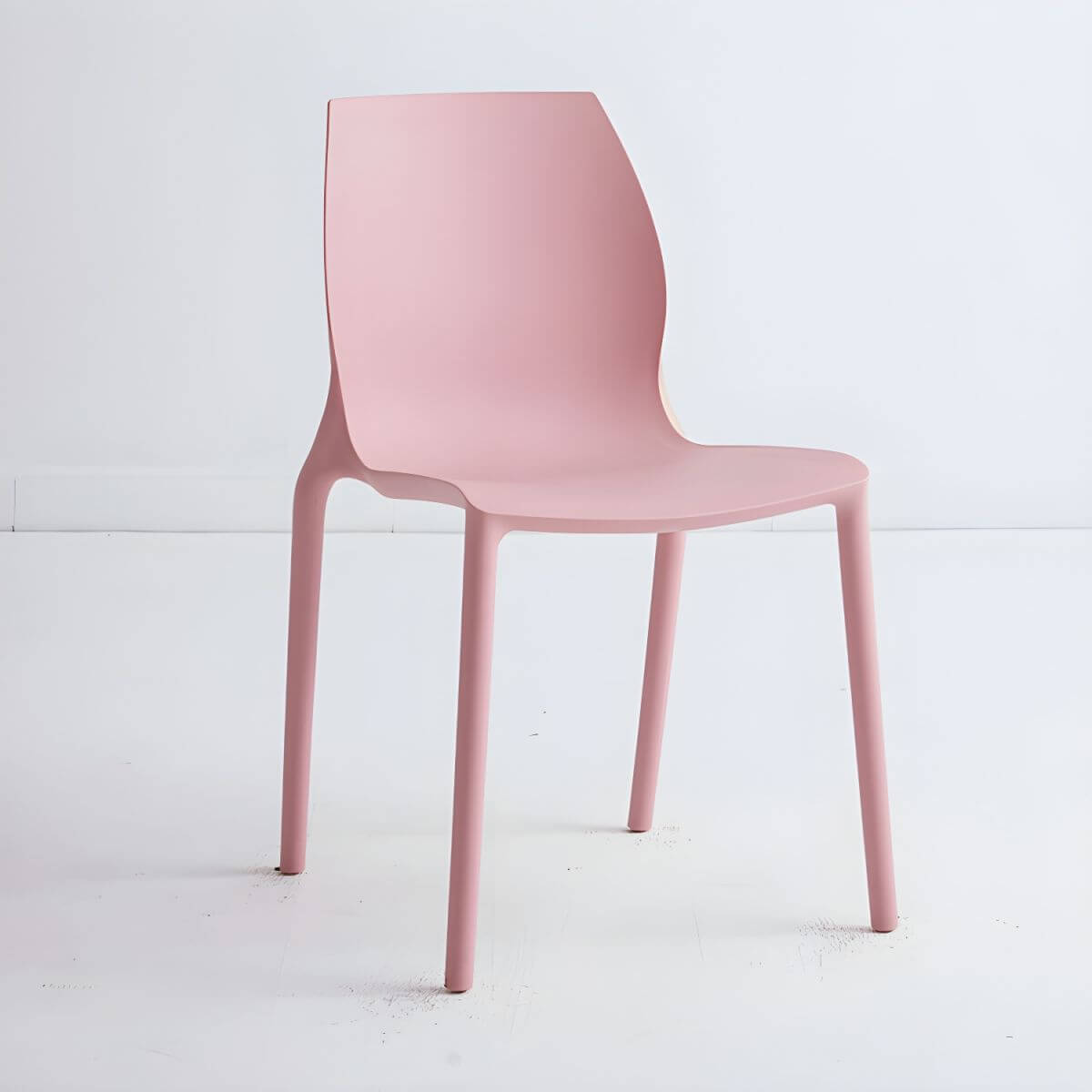 Stackable modern Scandinavian plastic and acrylic chair for kitchen and dining use