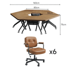 Portable conference table with 360-degree silent wheels for dynamic work environments