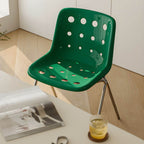 Stackable Scandinavian plastic and acrylic side chair with low back for dining