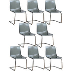 Scandinavian style plastic and acrylic dining side chair with silver legs, non-upholstered design