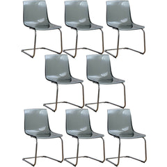 Scandinavian Style Plastic & Acrylic Side Chair Silver Legs Non-Upholstered Chair Dining Chairs