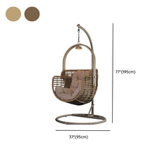 Tropical Cocoa/Cream/Chalk Alloy Frame Upholstered Porch Swing with Stand and Chain, Stand Included Porch Swings