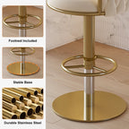 Set of 2 gray swivel bar stools with velvet curved back and adjustable height