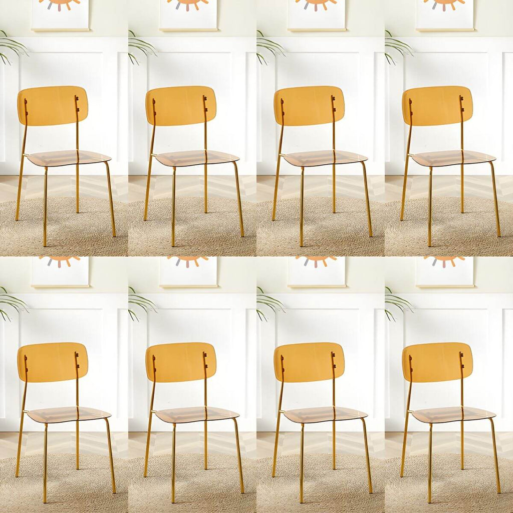 Transparent acrylic dining chair with modern design, perfect for living room and kitchen seating
