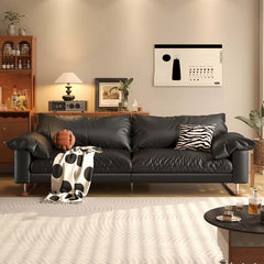 Genuine Leather Sofa Vintage Style for Living Room
