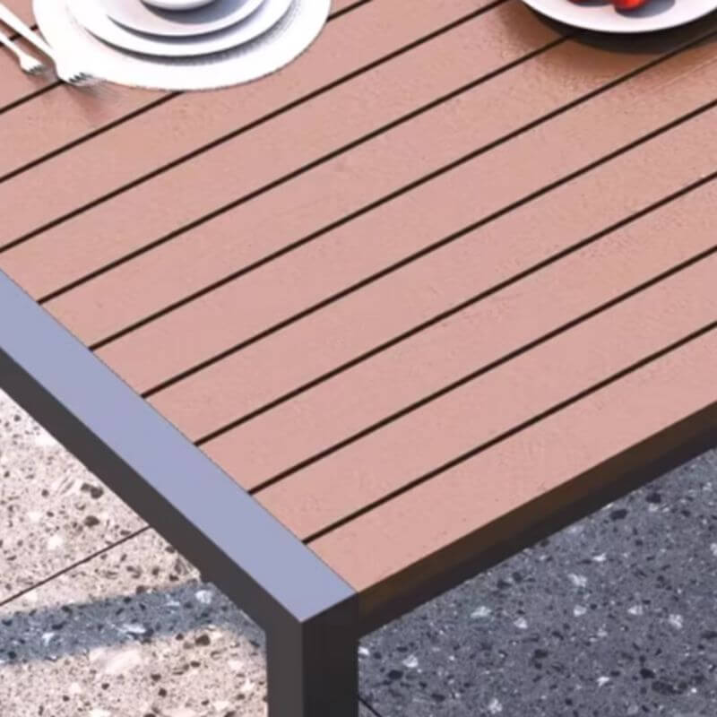 Cocoa color modern patio dining set with laminate tabletop, UV-proof, available in 5 or 7 pieces