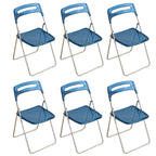 Modern collapsible open back side chair made of plastic and acrylic, ideal for kitchen and dining areas