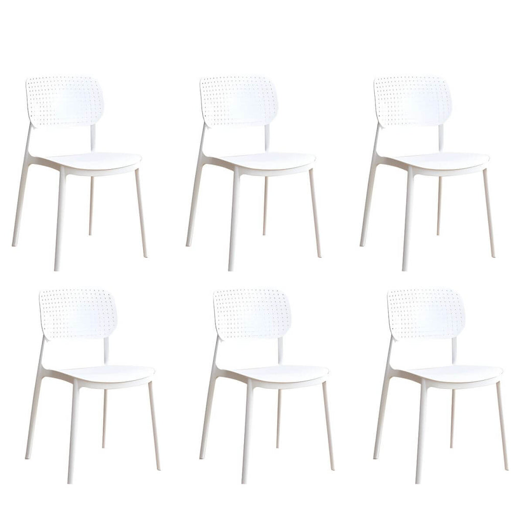 Stackable Scandinavian style plastic and acrylic side chair with low back for dining