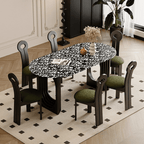 Minimalist terrazzo dining table and chair set ideal for family gatherings main product image