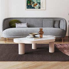 White Sintered Stone Coffee Table Indoor Tea Table with 3 Legs