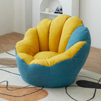 Lemon color cotton blend Papasan chair with slipcover and sewn pillow back accent