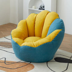 Minimalist Solid Color Lemon Color Cotton Blend Papasan Chair with Slipcover and Sewn Pillow Back Accent Chairs