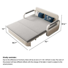 Two-Seaters Sofa Bed Cotton Linen Upholstered Storage with Square Arm
