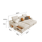 Space-saving sofa bed with a cute pony stool, perfect transformable furniture for small spaces