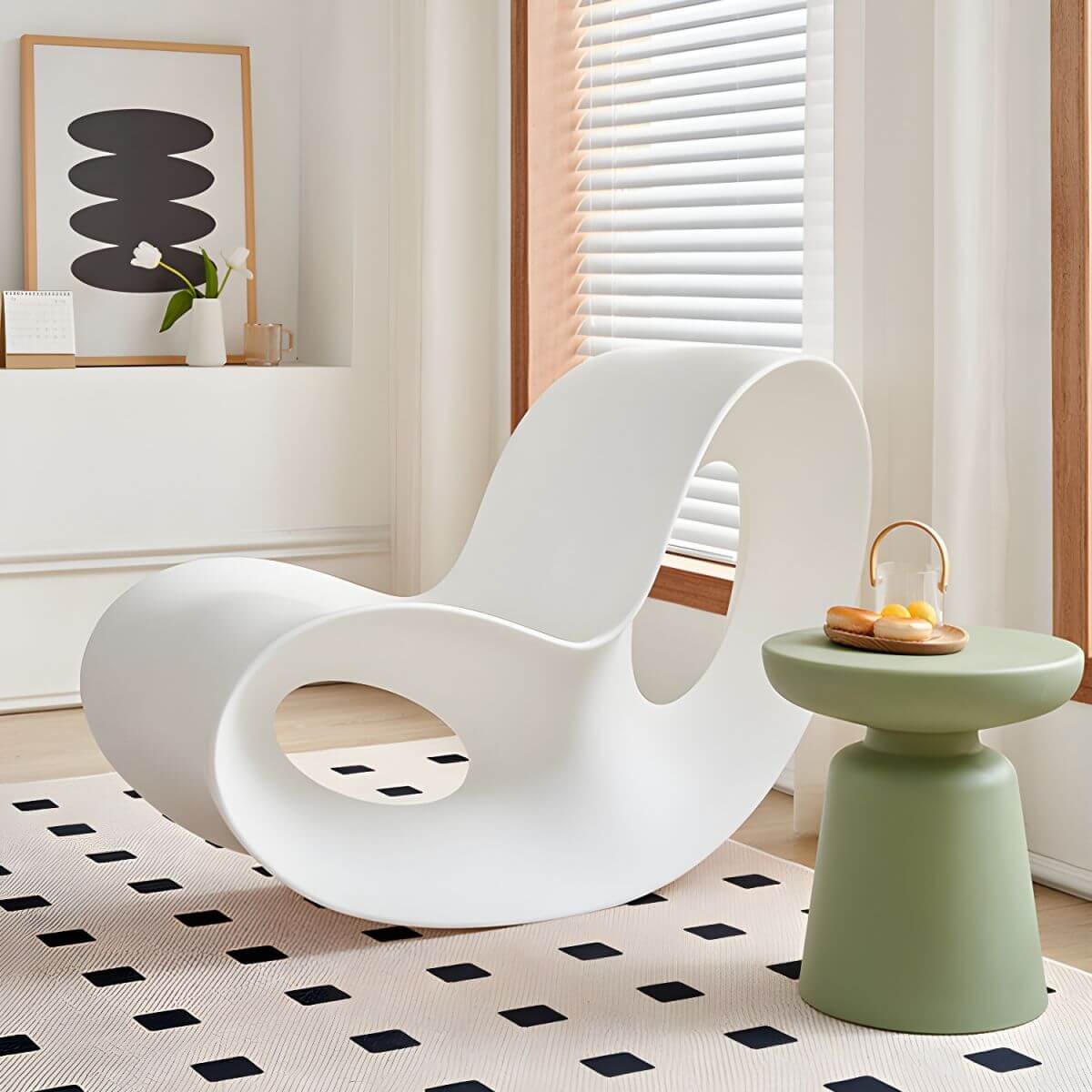 Acrylic contemporary indoor rocking chair without armrest in solid color Main image
