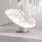 High-back modern papasan chair with linen blend upholstery and reclining feature