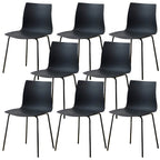 Modern plastic and acrylic side chair with metal legs, ideal for kitchen and dining rooms