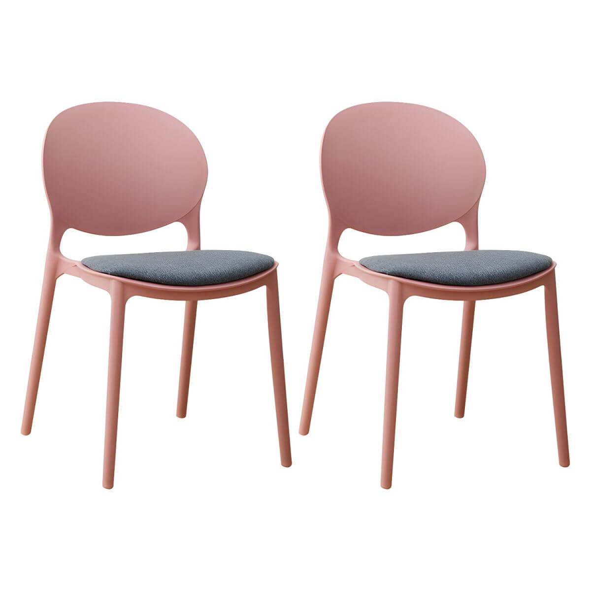 Scandinavian plastic dining chair with open back and four legs, ideal for home use