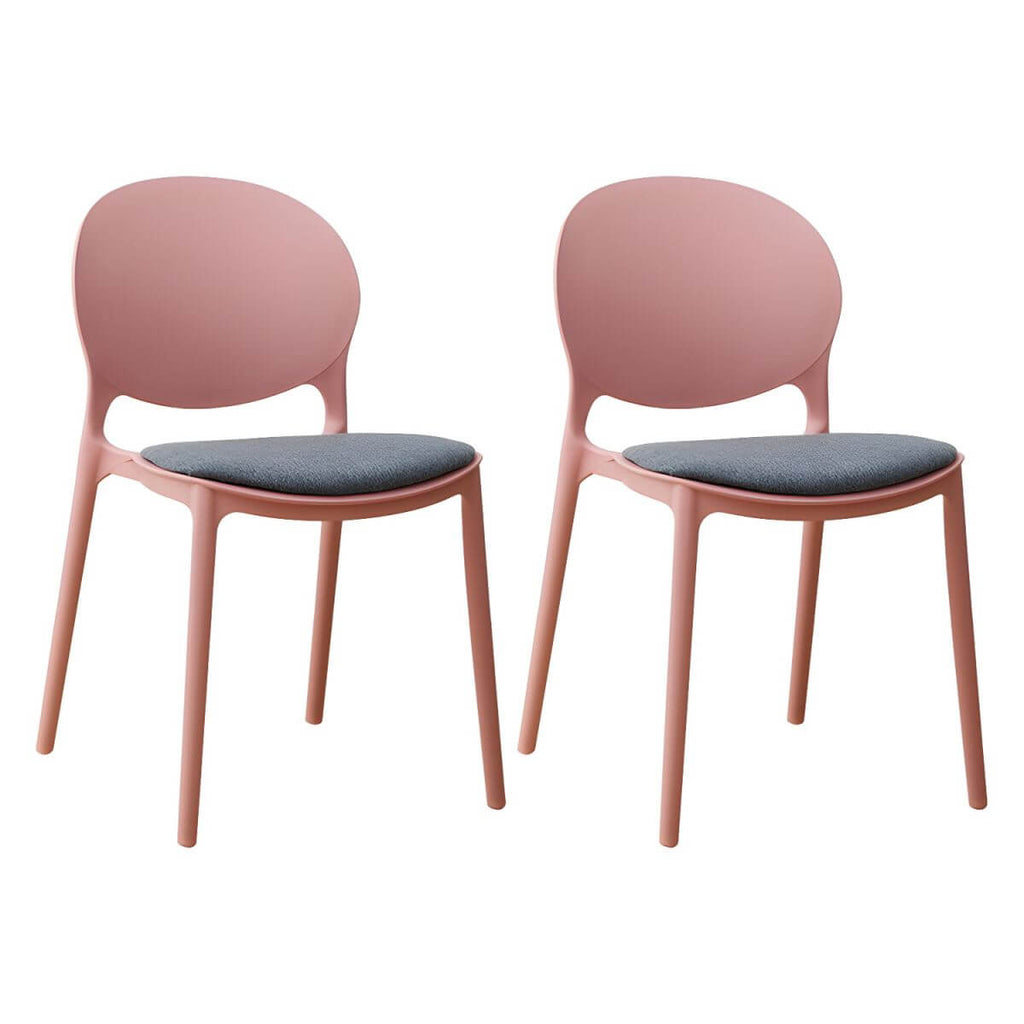 Scandinavian plastic dining chair with open back and four legs, ideal for home use