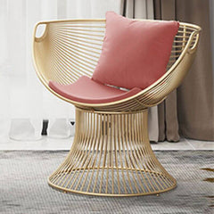Glamorous Solid Color Papasan Chair with Fixed Back, Armrest, and Pillow Accent Chairs