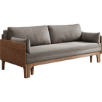 Gray corduroy sofa bed with durable ash wood frame, foldable design ideal for small spaces