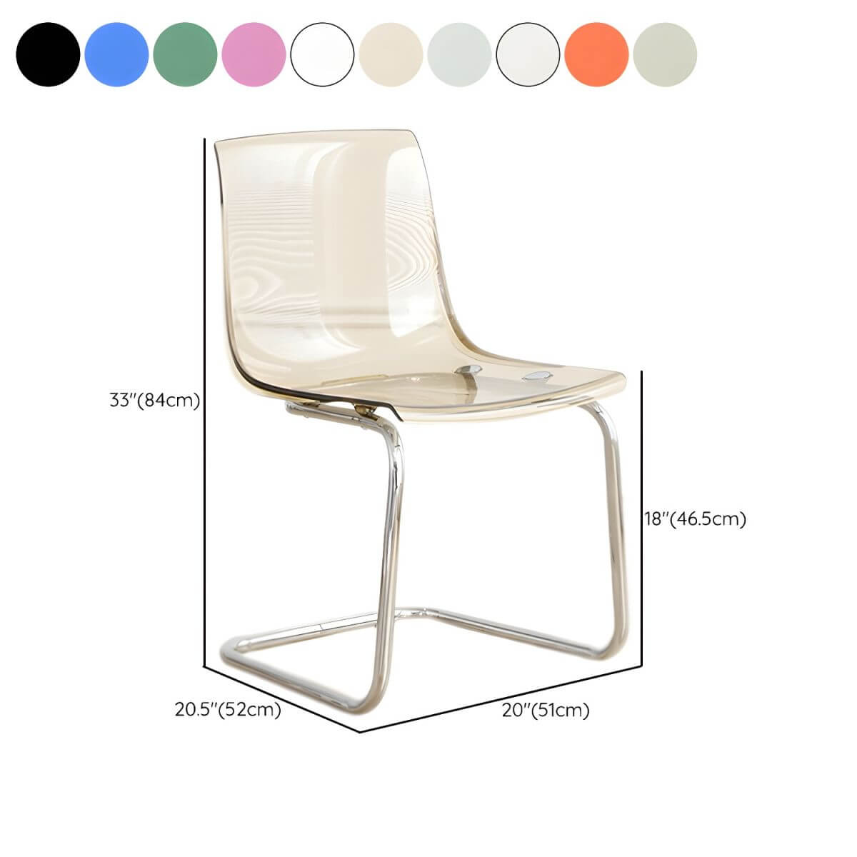 Scandinavian style plastic and acrylic non-upholstered side dining chair
