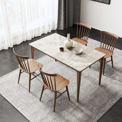 Minimalist 53.5" Slate Wooden Rectangular Dining Table for 6 Person
