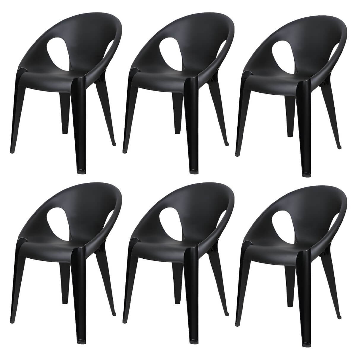 Stackable modern arm chair with open back made of plastic and acrylic for dining