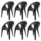 Stackable modern arm chair with open back made of plastic and acrylic for dining