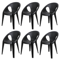 Stackable Modern Arm Chair with Open Back in Plastic & Acrylic Dining Chairs
