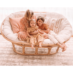 Natural Rattan Papasan Chair - Cozy Lounge Sofa